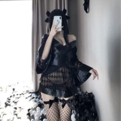 set kimono mau den huyen bi kieu dang ngan sexy