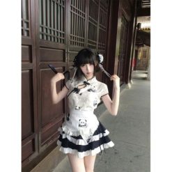 set vay de thuong hoa tiet gau truc